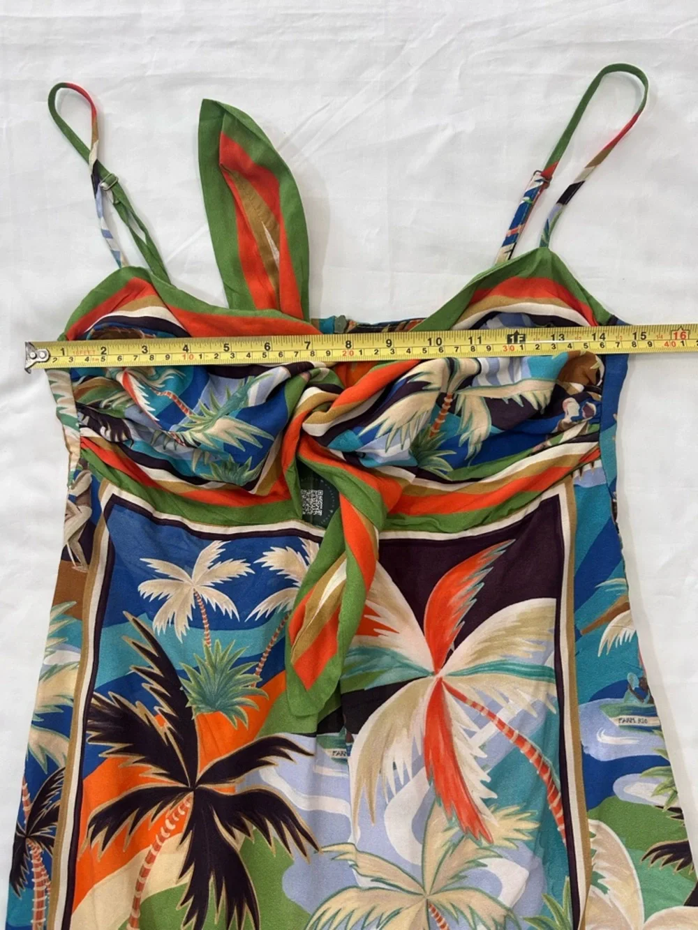 Farm Rio Scarf Tropical Print Tie-Front Mini Dress - S - Picture 14 of 16